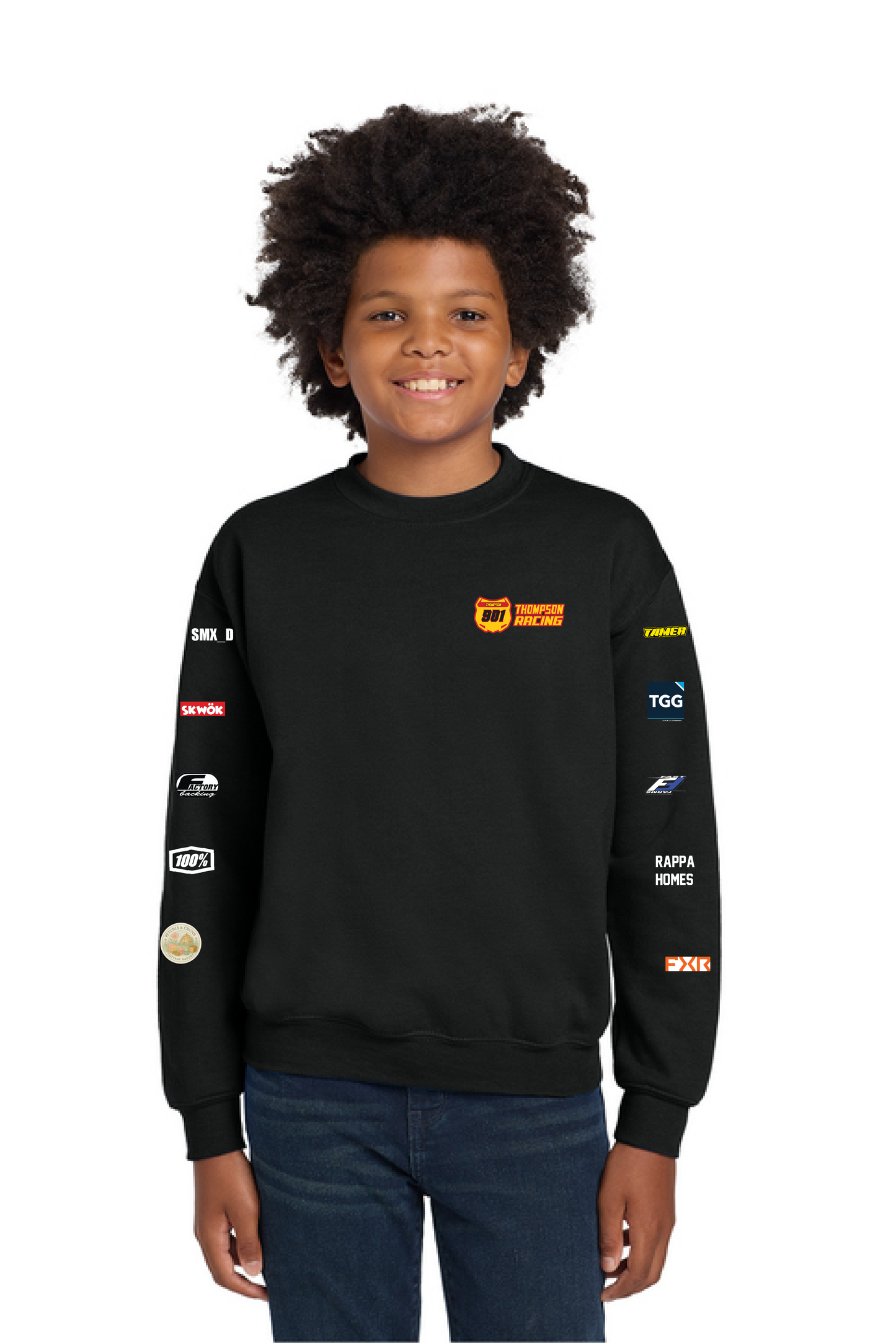 Thompson Racing - Youth Black Crewneck Sweatshirt