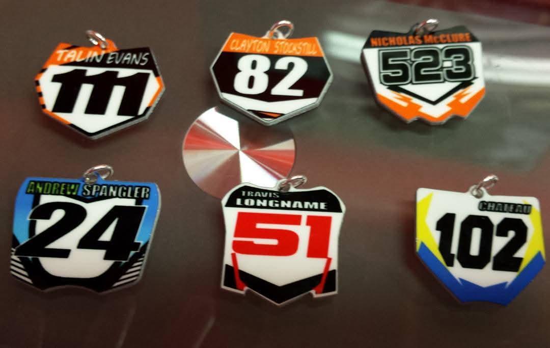Custom Dirt Bike Front Number Plate Pendant, Key Chain