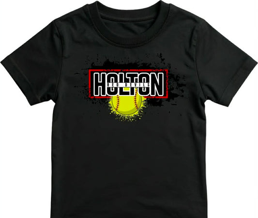 Holton Red Devils - Softball on Black