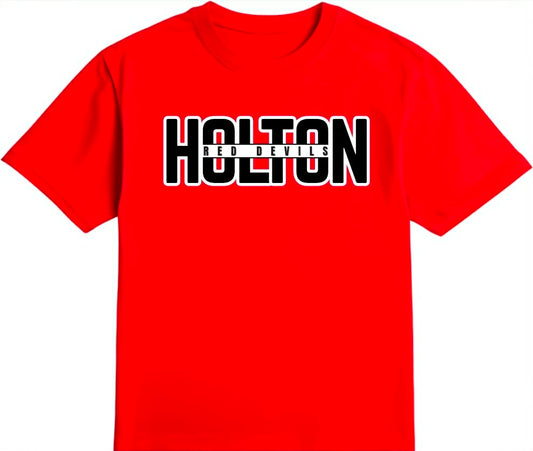 Holton Red Devils -  Black Holton Text on Red