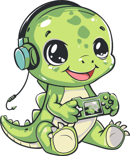 Dino playing Video Game