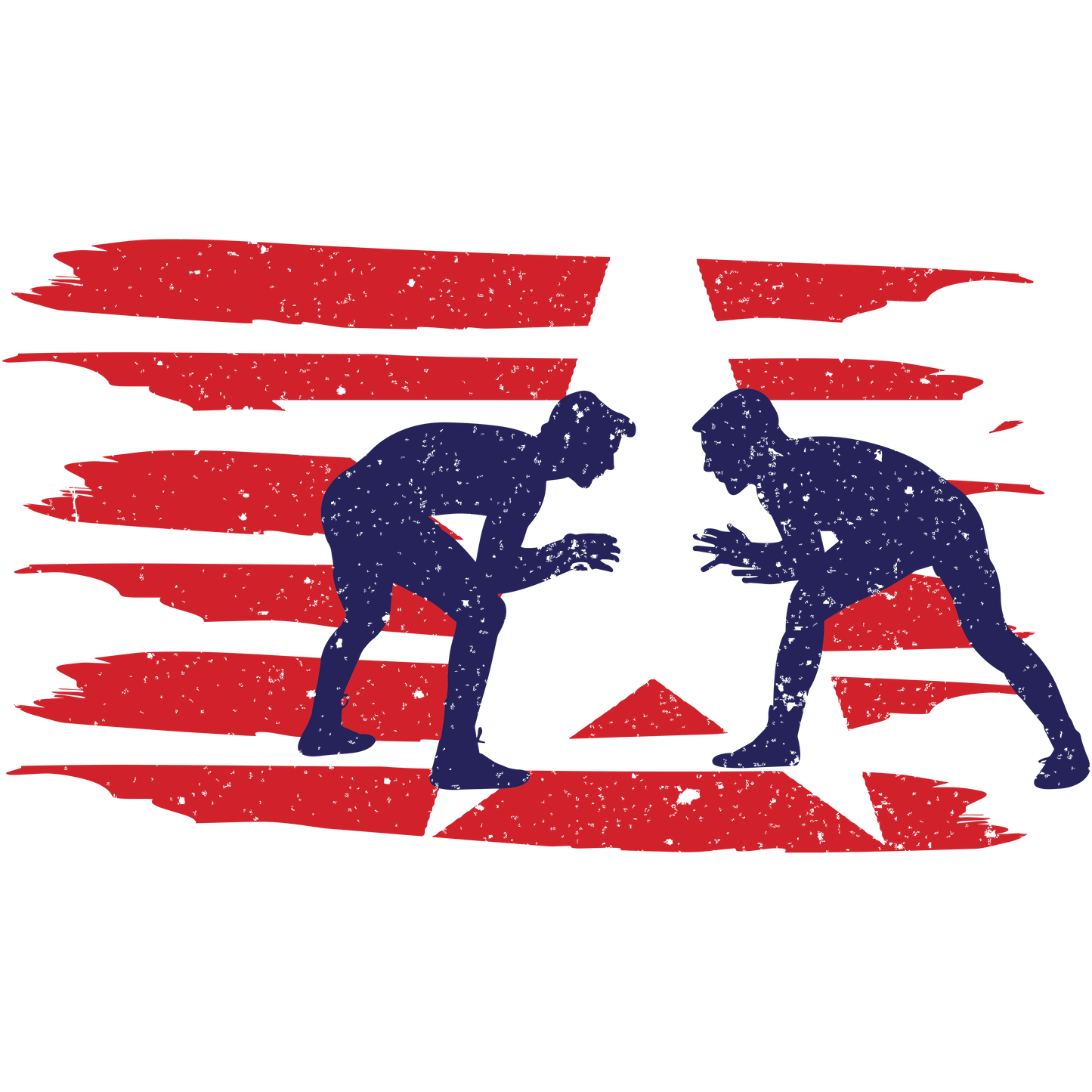 Wrestling - Distressed Red Flag with Star