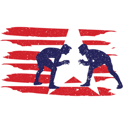 Wrestling - Distressed Red Flag with Star
