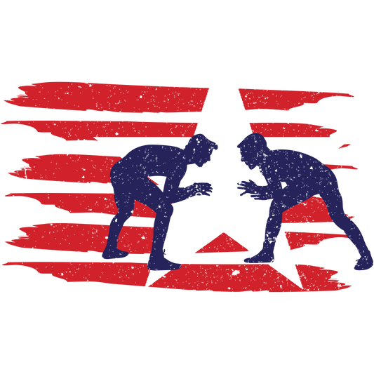 Wrestling - Distressed Red Flag with Star