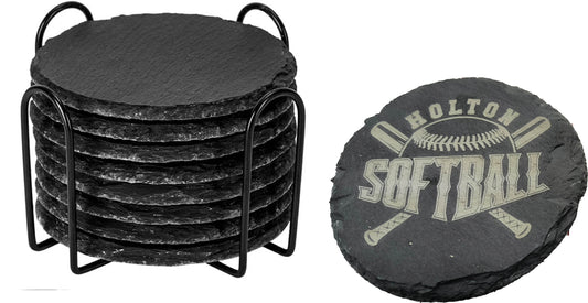 2025 Holton Softball Set of 8 Slate Coasters with Holder